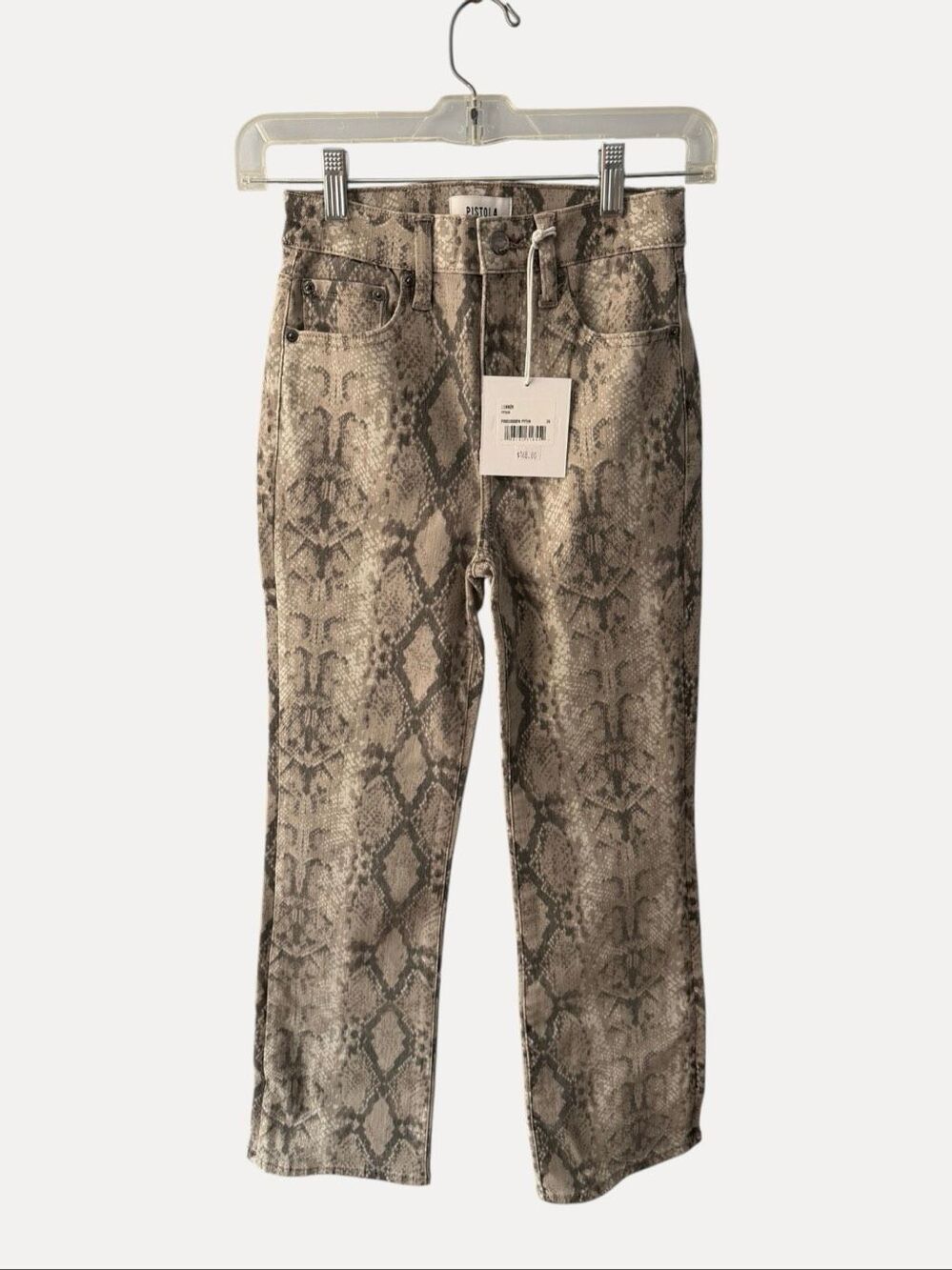 NWT Pistola Lennon High Rise Crop Boot Jeans Python Snake Print Size 24 $168 MSR
